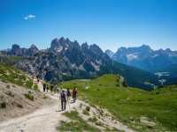 A group of hikers in the Dolomites