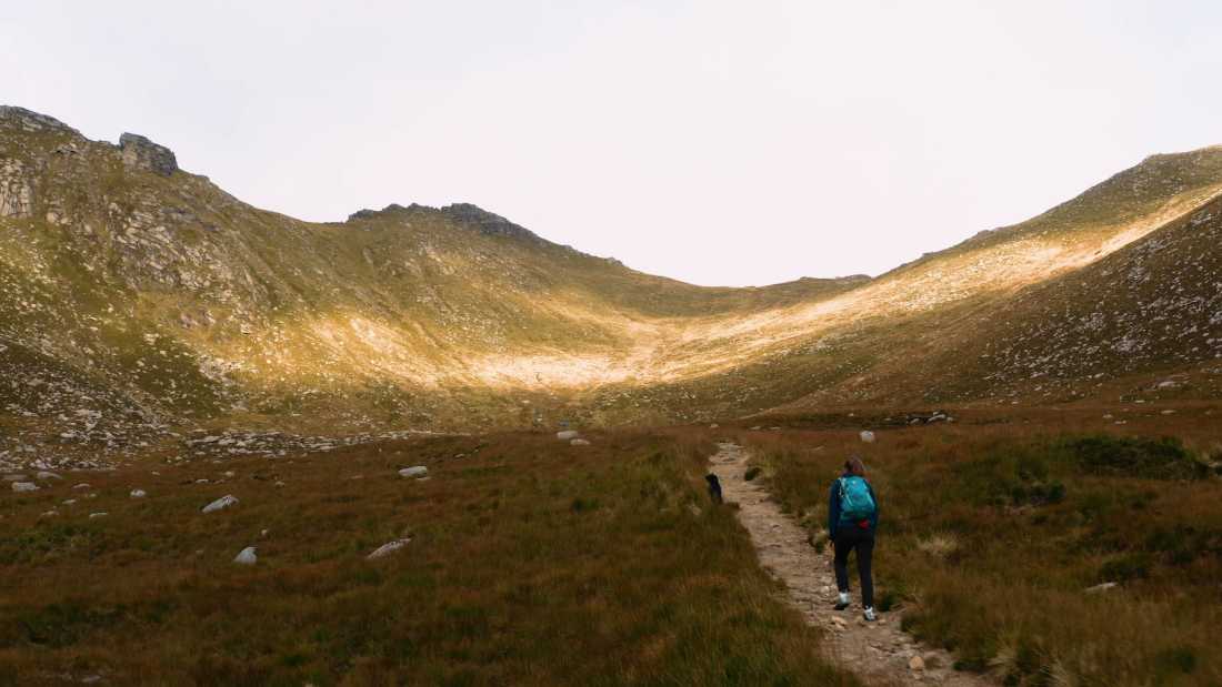 Walking through the moody landscape on the Isle of Arran