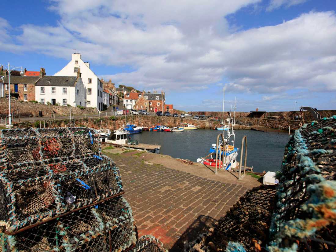 Reach lively Crail harbour on foot