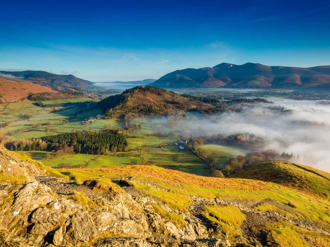 Views to Keswick, Skiddaw and Bassenthwaite Lake are seen straight over from Catbells, The Lake District, Cumbria, England |  Michael Conrad